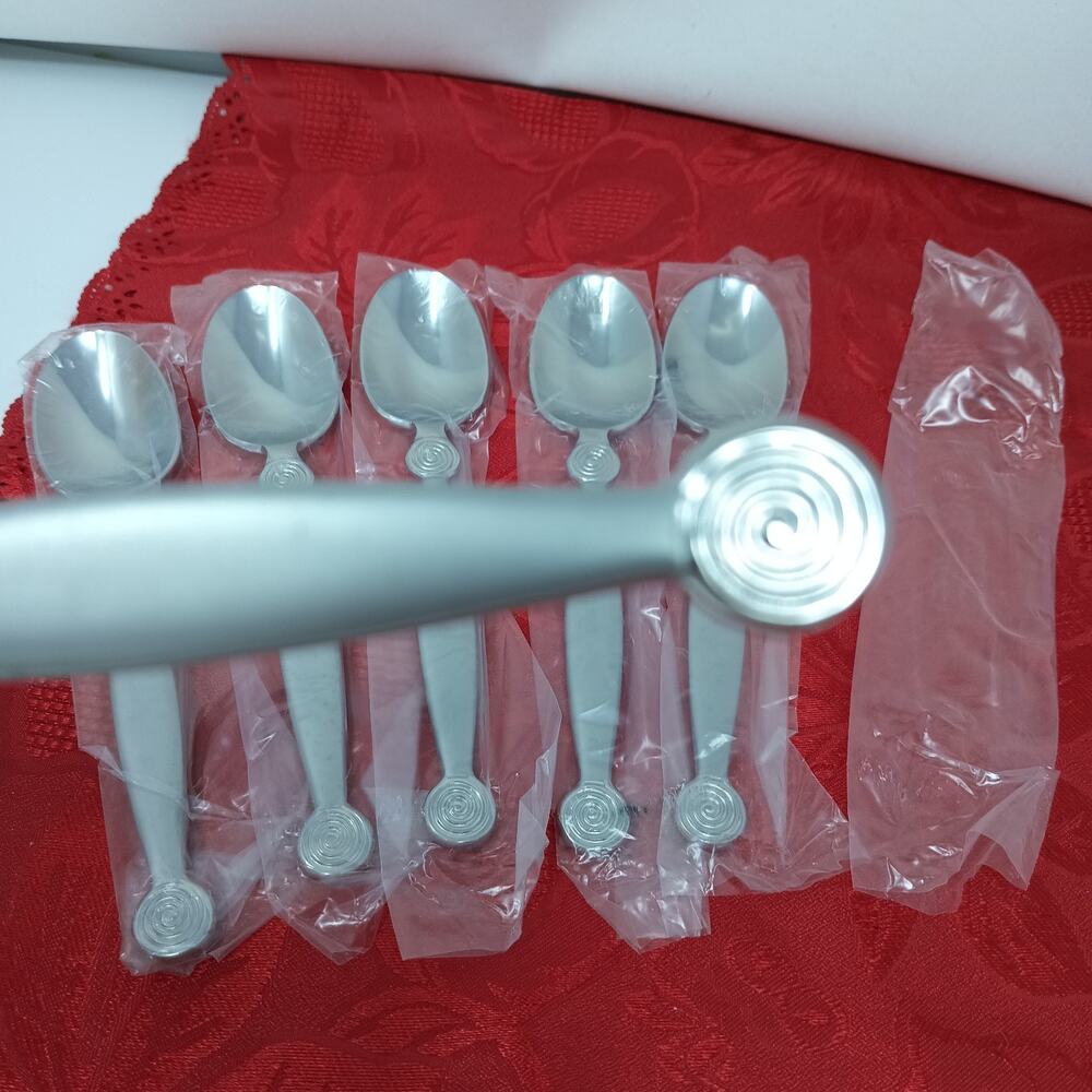 6X Tsp Corby Hall Miami Teaspoons 18/10 Stainless Spiral Flatware New